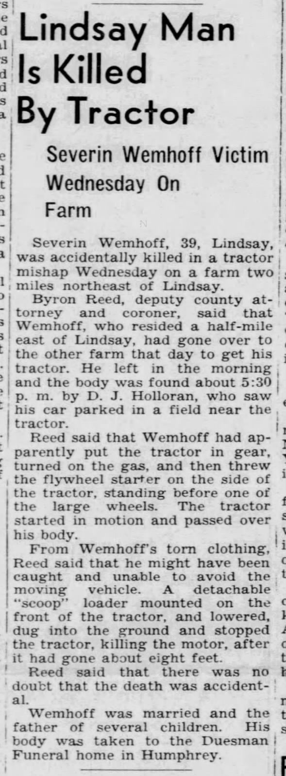 Clipping from The Columbus Telegram